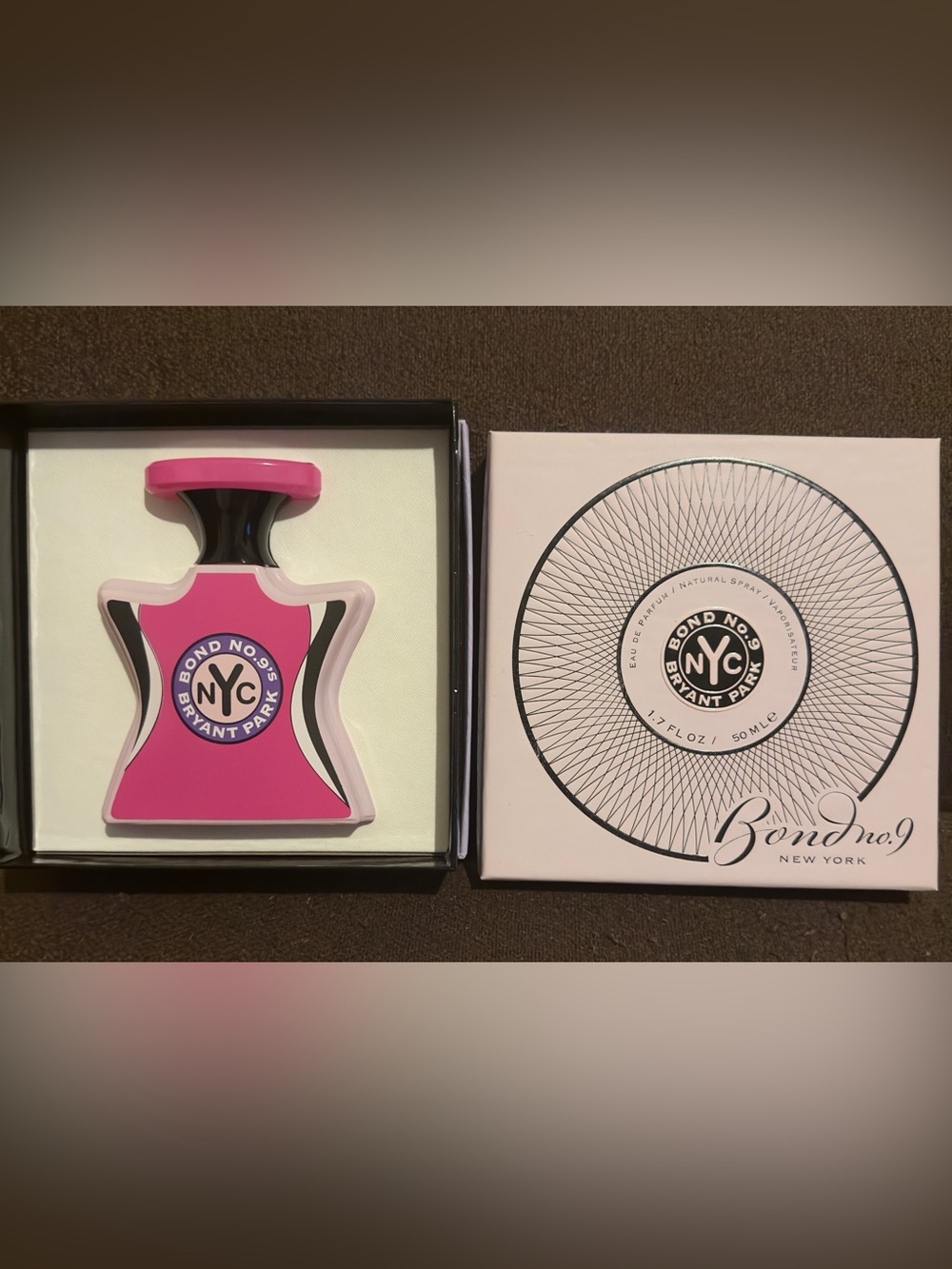 Like New only used once Bond No.9 NYC Bryant Park Pink Bottle Pin & Box. 1.7 oz.